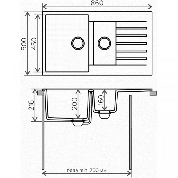 Кухонная мойка Tolero серый металлик R-118 №001