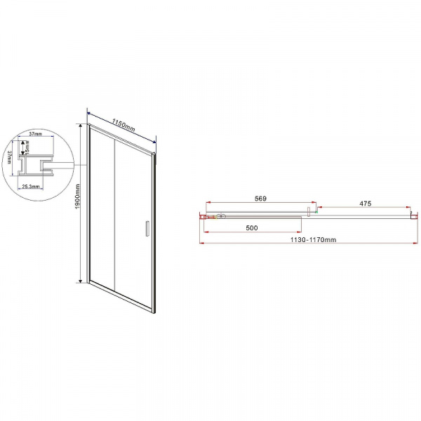 Душевая дверь Vincea Garda 115 VDS-1G115CL профиль Хром стекло прозрачное