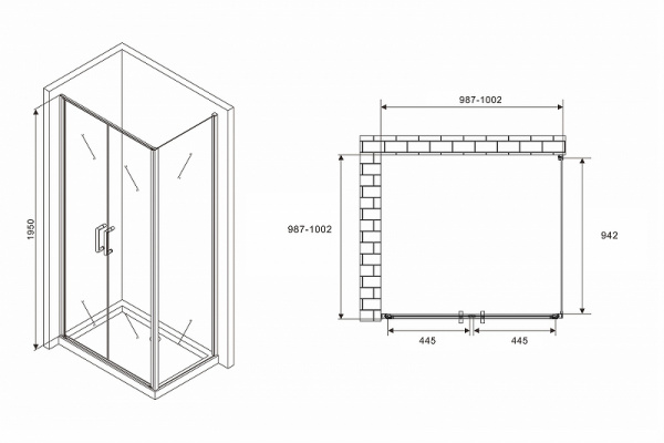 Душевой уголок Abber Sonnenstrand 100x100 AG04100C-S100 профиль Хром стекло прозрачное