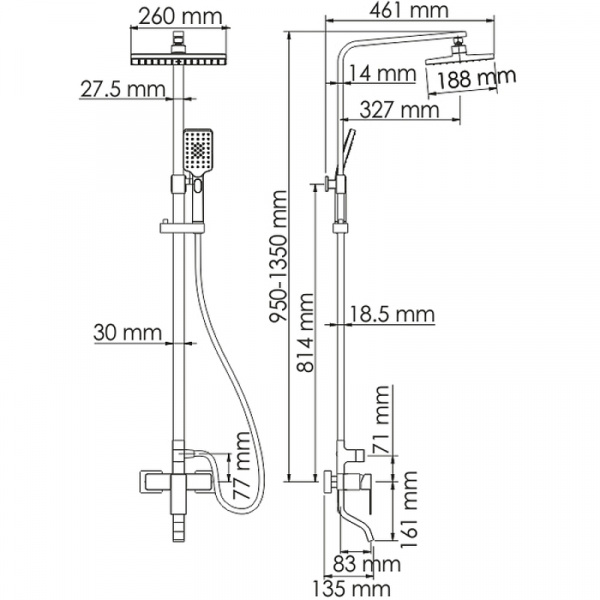 Душевая система WasserKRAFT A16501 Хром