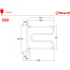 Электрический полотенцесушитель Margaroli Vento 500 BOX 500CRB Хром