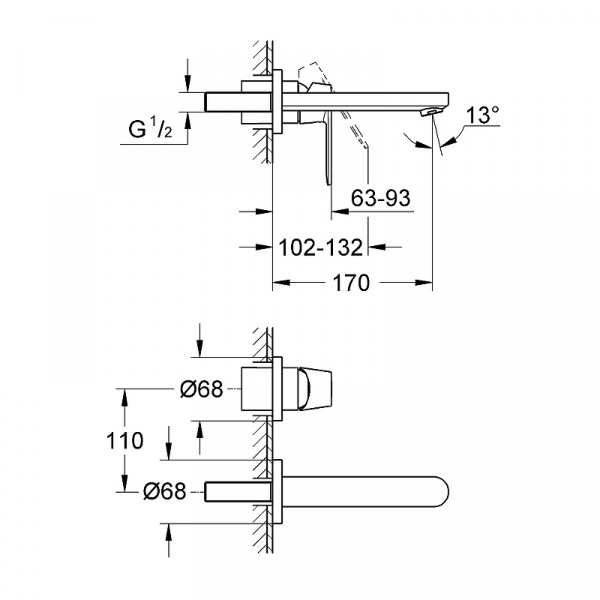 Смеситель для раковины Grohe Eurosmart Cosmopolitan 19381000 Хром