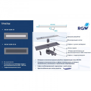 Душевой лоток RGW SDR-31 47213140-01 с решеткой Хром
