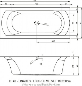 Акриловая ванна Riho Linares 180х80 R B142010005 (BD5500500000000) без гидромассажа
