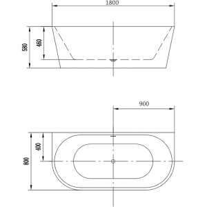 Акриловая ванна Art&Max 180х80 AM-206-1800-800 без гидромассажа