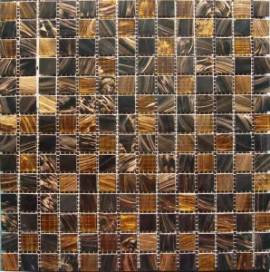Мозаика Imagine!lab. GL42012-1 (20x20) 32.7x32.7x4 коричневая / золотая глянцевая авантюрин