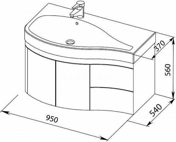 Тумба с раковиной Aquanet Сопрано 95 L 212998 подвесная Белая