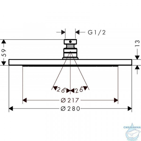 Верхний душ Croma 280 Air 1jet, матовый белый