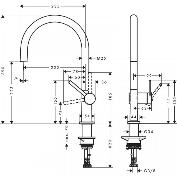 Смеситель для кухни Hansgrohe Talis M54 72804000 Хром