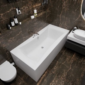 Комплект 3 в 1 Lavinia Boho Evan S2-37110200, акриловая ванна 200x90 см, усиленный металлический каркас с монтажным набором, лицевой экран