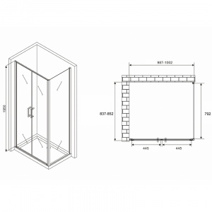 Душевой уголок Abber Sonnenstrand 100x85 AG04100C-S85 профиль Хром стекло прозрачное