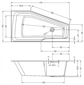 Акриловая ванна Riho Rething Space 170х90 L B114001005 (BR1600500000000) без гидромассажа