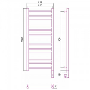 Полотенцесушитель электрический 1000х400 шампань МЭМ правый, перемычка прямая Сунержа Богема 3.0 020-5805-1040