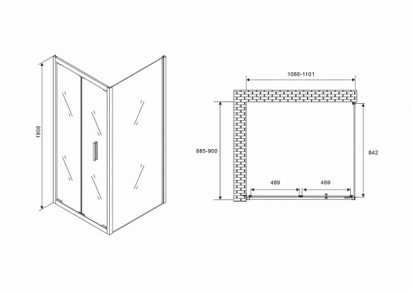 Душевой уголок Abber Sonnenstrand 110x90 AG07110-S90 профиль Хром стекло прозрачное