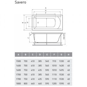 Акриловая ванна 160х75 см Vayer Savero GL000011565