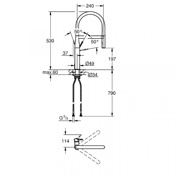 Смеситель для кухни Grohe Essence New 30294000 Хром Черный