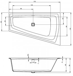 Акриловая ванна Riho Still Smart 170х110 B101003005 (BR0300500K00130) L без гидромассажа