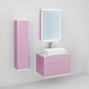 Зеркальный шкаф Jorno Pastel 60 Pas.03.60/PI с подсветкой Розовый иней