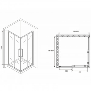 Душевой уголок Abber Schwarzer Diamant 80x80 AG02080MH профиль Хром стекло матовое