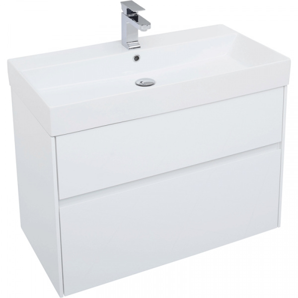 Комплект мебели для ванной Aquanet Бруклин 85 207801 подвесной Белый глянец