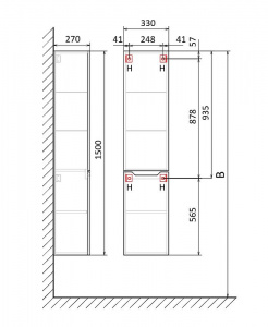 Шкаф пенал Jorno Slide 33 Sli.04.150/P/W подвесной Белый
