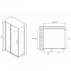 Душевой уголок Abber Sonnenstrand 130х85 AG04130S-S85 профиль Хром стекло прозрачное