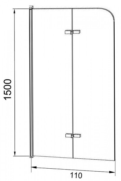 Шторка на ванну Grossman 110x150 GR-106110 профиль Хром стекло прозрачное