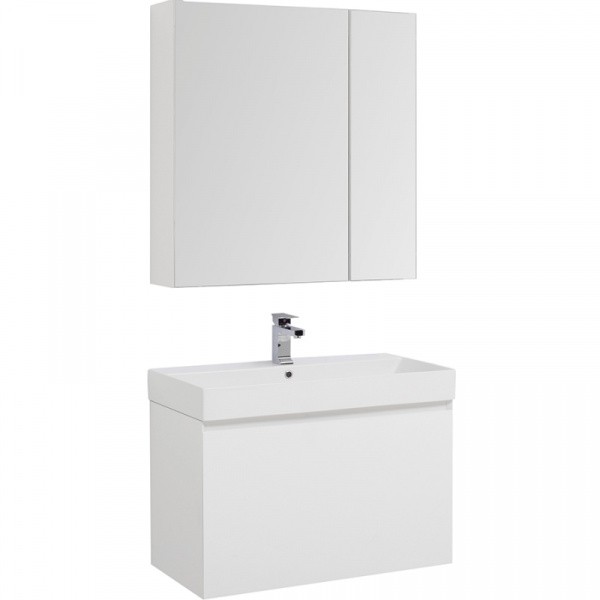 Комплект мебели для ванной Aquanet Йорк 85 203644 подвесной Белый глянец