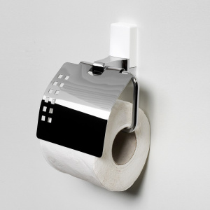 Держатель туалетной бумаги WasserKRAFT Leine K-5025W с крышкой Хром Белый