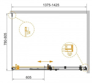 Душевой уголок Cezares Stylus-Soft AH-1 140x80 профиль Хром стекло прозрачное