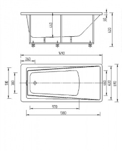 Акриловая ванна Aquatek Либра 150х70 LIB150-0000024 без гидромассажа с фронтальной панелью с каркасом (разборный) со слив-переливом (слева)