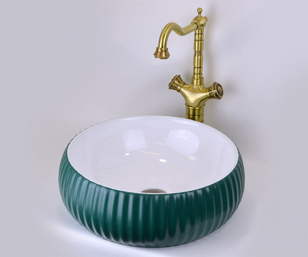 Раковина-чаша Bronze de Luxe 40 1382 Изумрудный глянец Белый глянец