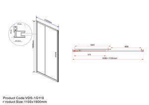 Душевая дверь Vincea Garda 110 VDS-1G110CL профиль Хром стекло прозрачное