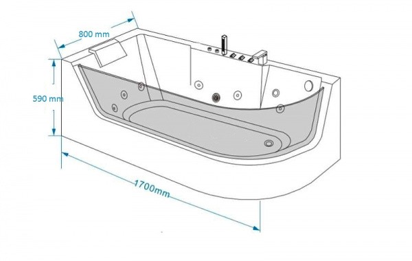 Акриловая ванна Grossman 170х80 GR-17000-1L с гидромассажем