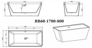 Акриловая ванна BelBagno 170х80 BB60-1700-800 без гидромассажа