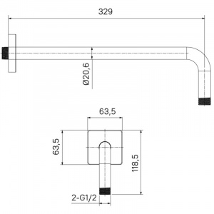 Кронштейн для верхнего душа 329 мм IDDIS Slide SLI39CSi61