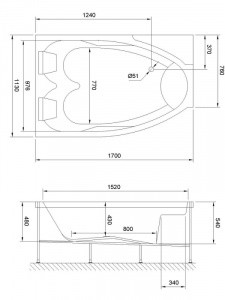 Акриловая ванна Royal Bath Shakespeare Comfort 170x110 RB652100CM-L с гидромассажем