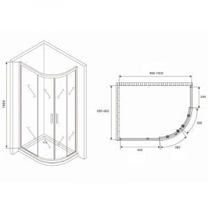 Душевой уголок Abber Schwarzer Diamant 100x90 AG01190 профиль Хром стекло прозрачное