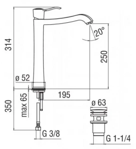 Смеситель для раковины с донным клапаном Nobili Sofi SI98128/2CR