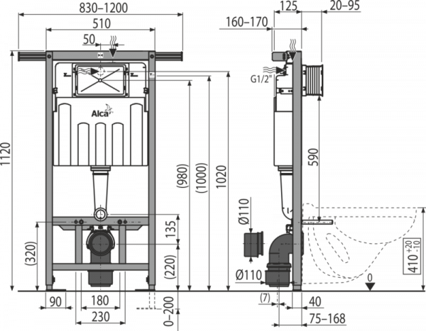 AM102/1120 Jádroмodul - Скрытая система инсталляции для сухой установки – при реконструкции ванных комнат в панельных домах