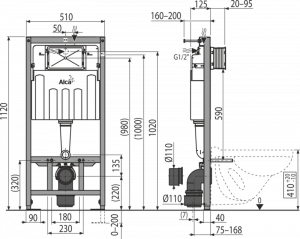 AM101/1120 Sádroмodul - Скрытая система инсталляции для сухой установки (для гипсокартона)X (ЗАМЕНА НА AM101/1120-001)