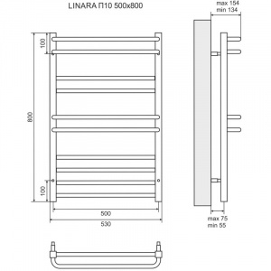 Полотенцесушитель электрический 800х500 ТЭН левый/правый Lemark Linara П10 LM04810E