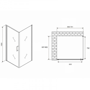 Душевой уголок Abber Sonnenstrand 70x85 AG04070-S85 профиль Хром стекло прозрачное