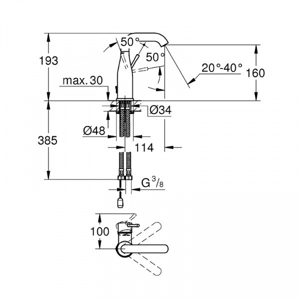 Смеситель для раковины Grohe Essence+ 23480001 Хром