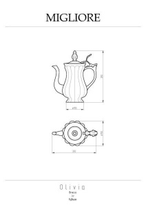 OLIVIA Кувшин керамика белая с декором платина/крышка хром/24925