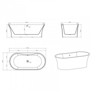 Акриловая ванна 170х79 см BelBagno BB201-1700-800