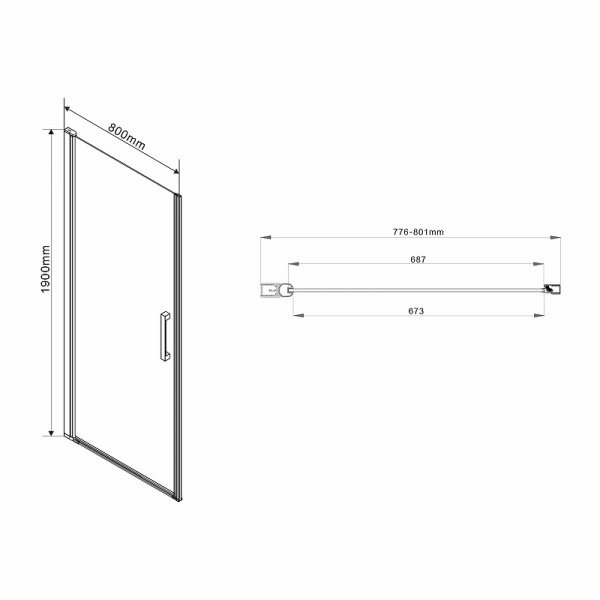 Душевая дверь Vincea Orta 80 VPP-1O800CL профиль Хром стекло прозрачное