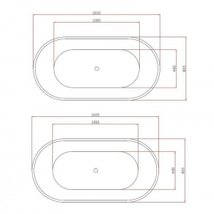 BRISTOL Ванна акриловая, свободностоящая, в комплекте с сифоном и металлической рамой, 1600X800X580мм
