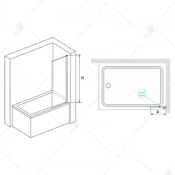 Шторка на ванну RGW Screens SC-056B 30x150 351105630-14 профиль Черный стекло прозрачное
