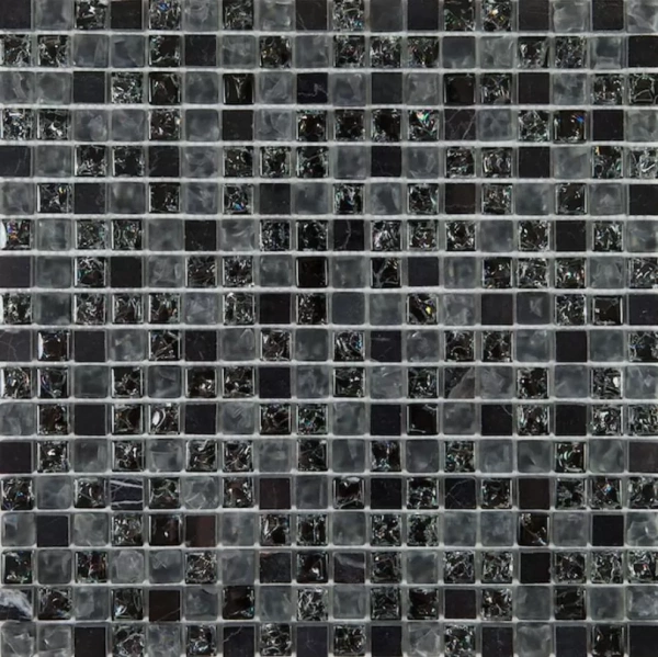 Мозаика Imagine!Lab. BL8108 300x300x8 чип 15х15 (кор/11шт/0,99м2) черная глянцевая под камень